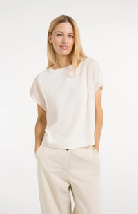 YAYA - Top with Sheer Short Sleeves in Creme Beige