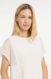 YAYA - Top with Sheer Short Sleeves in Creme Beige