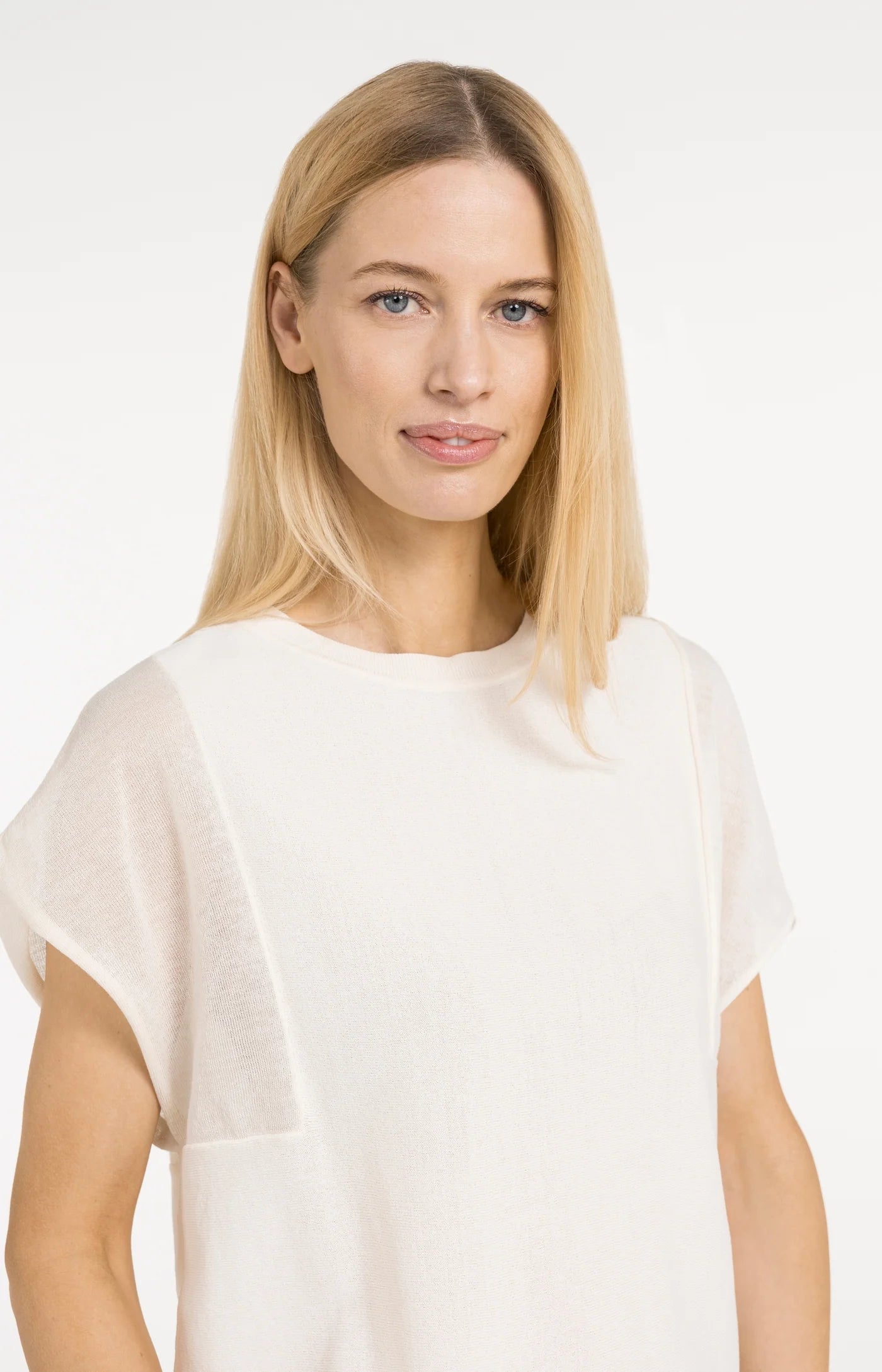YAYA - Top with Sheer Short Sleeves in Creme Beige