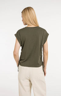 YAYA -  Top with Adjustable Cords in Army Green