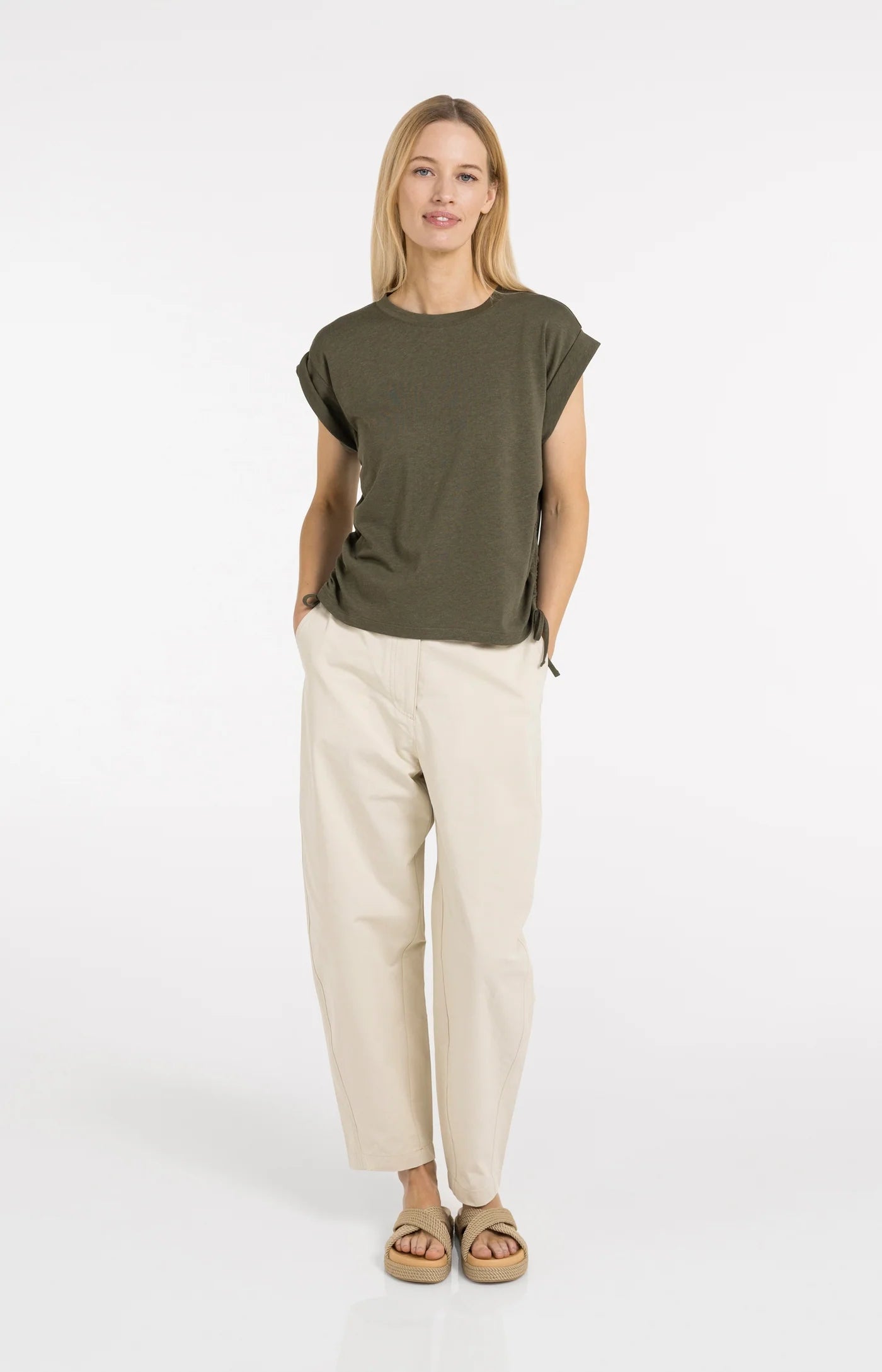 YAYA -  Top with Adjustable Cords in Army Green