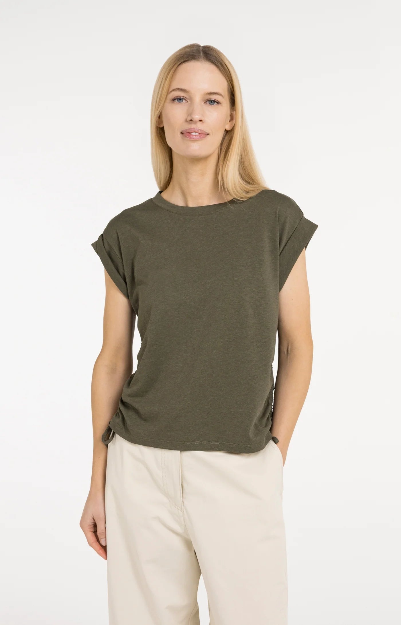 YAYA -  Top with Adjustable Cords in Army Green