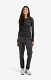 YAYA - Trousers with elastic waistband in Oyster Black