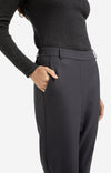 YAYA - Trousers with elastic waistband in Oyster Black