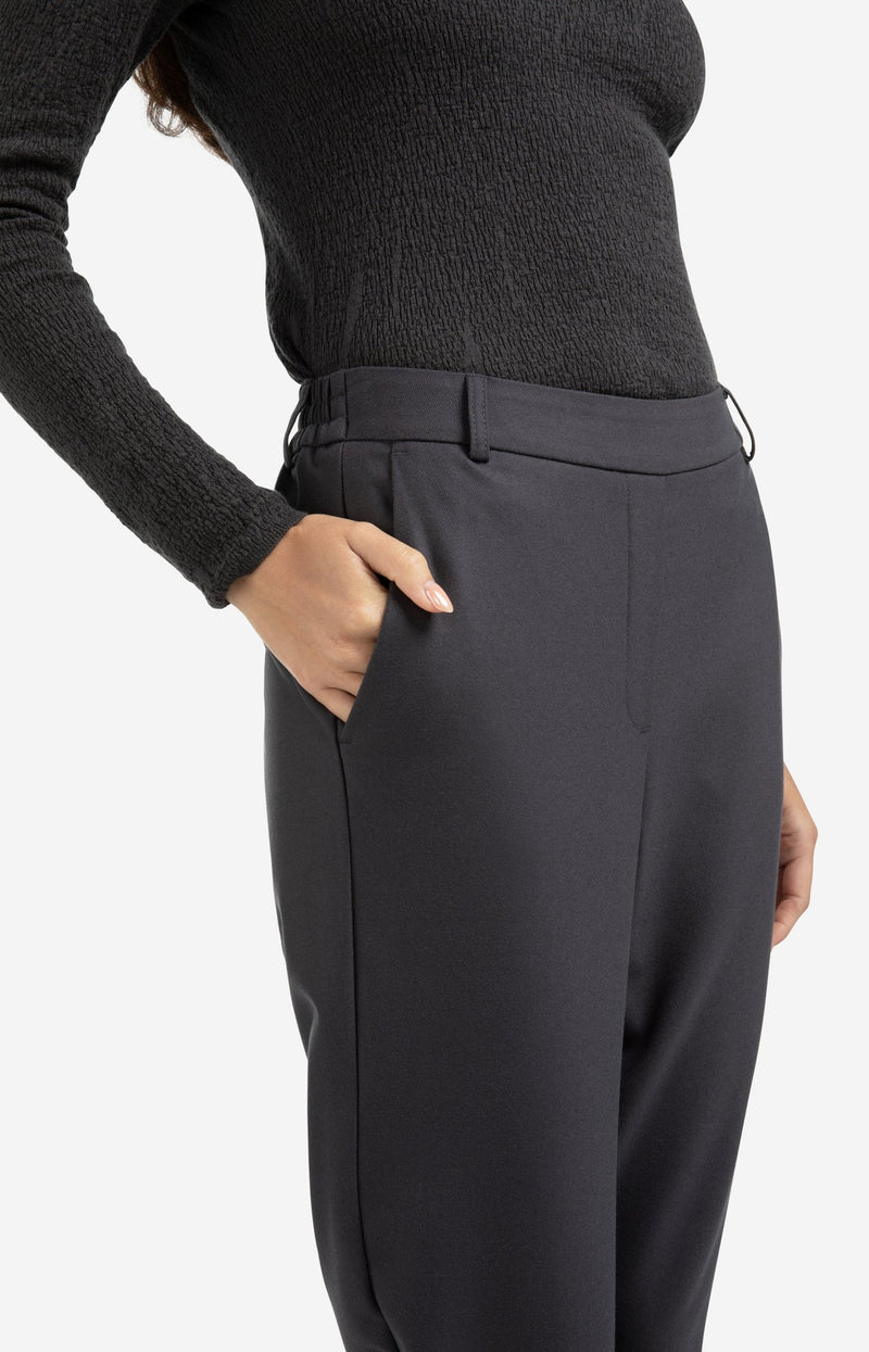 YAYA - Trousers with elastic waistband in Oyster Black