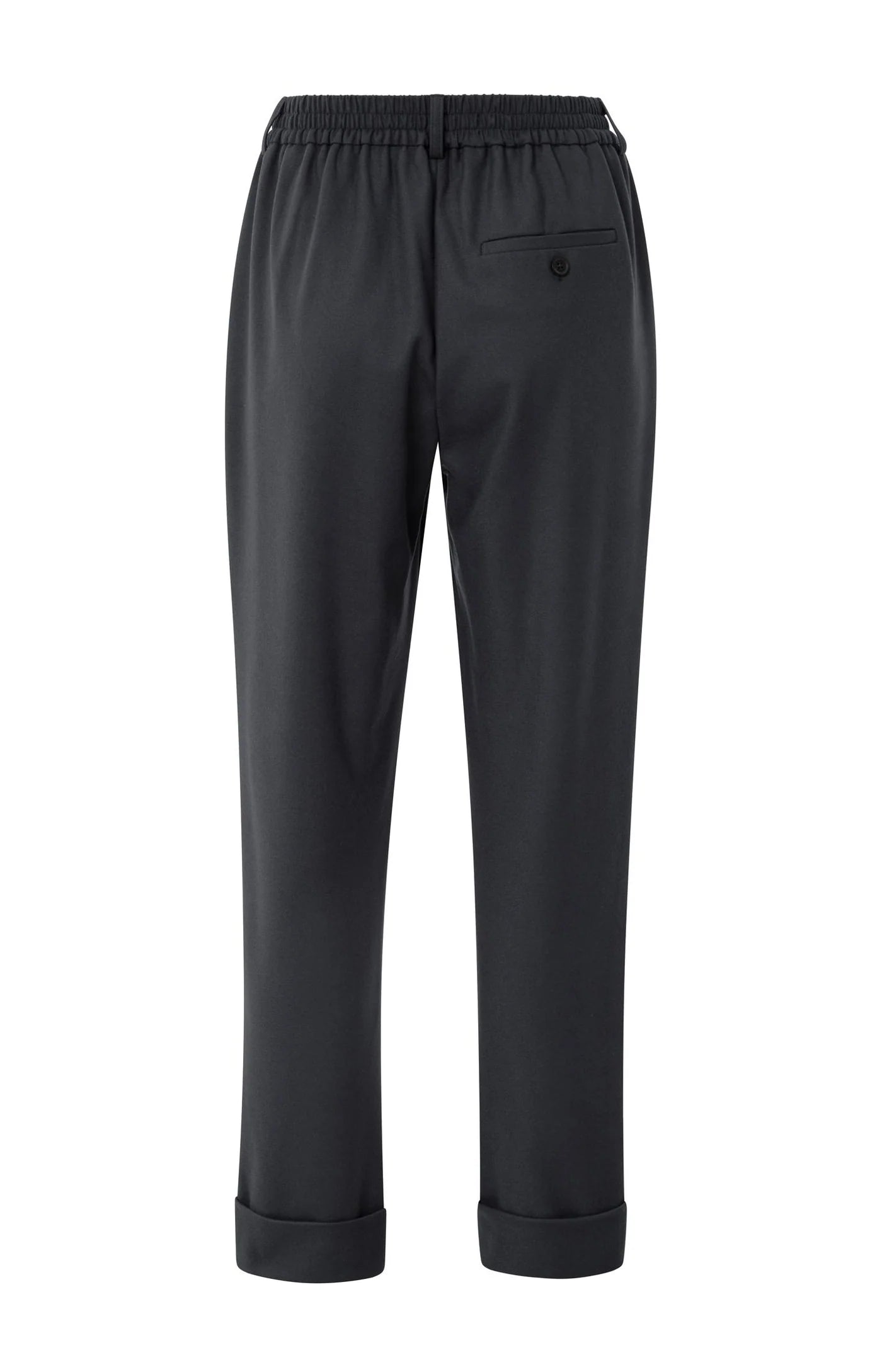 YAYA - Trousers with elastic waistband in Oyster Black