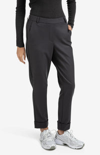 YAYA - Trousers with elastic waistband in Oyster Black