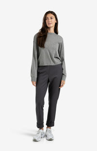 YAYA - Trousers with elastic waistband in Oyster Black