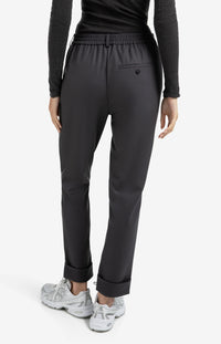 YAYA - Trousers with elastic waistband in Oyster Black