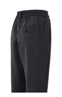 YAYA - Trousers with elastic waistband in Oyster Black