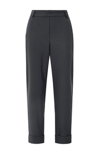 YAYA - Trousers with elastic waistband in Oyster Black
