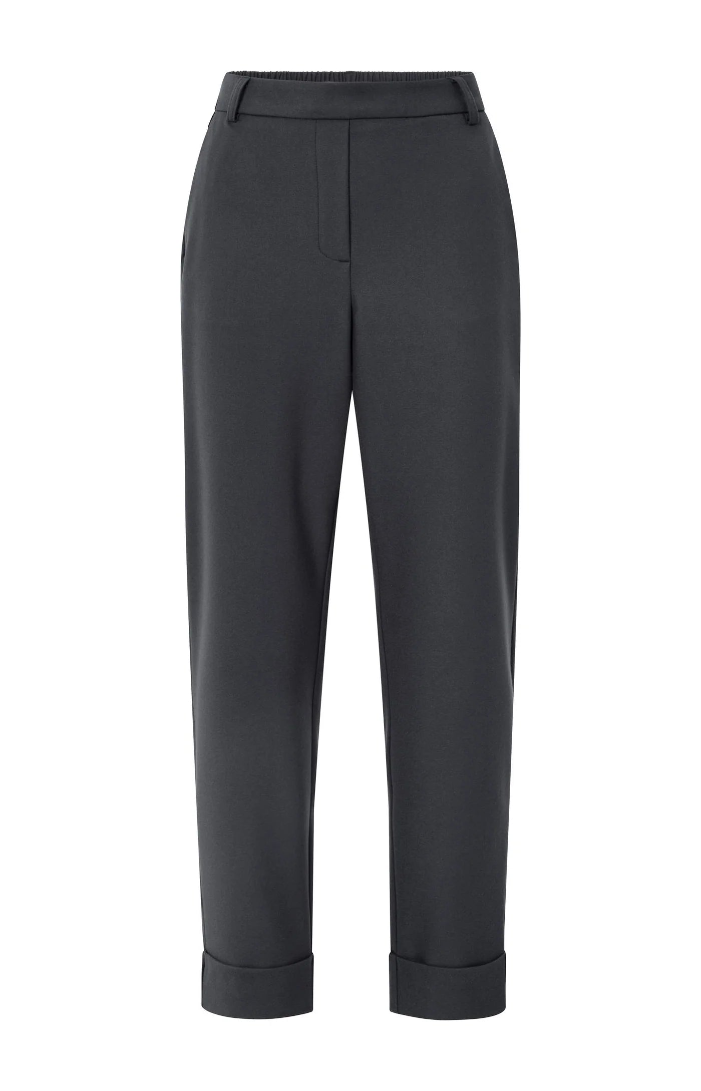 YAYA - Trousers with elastic waistband in Oyster Black