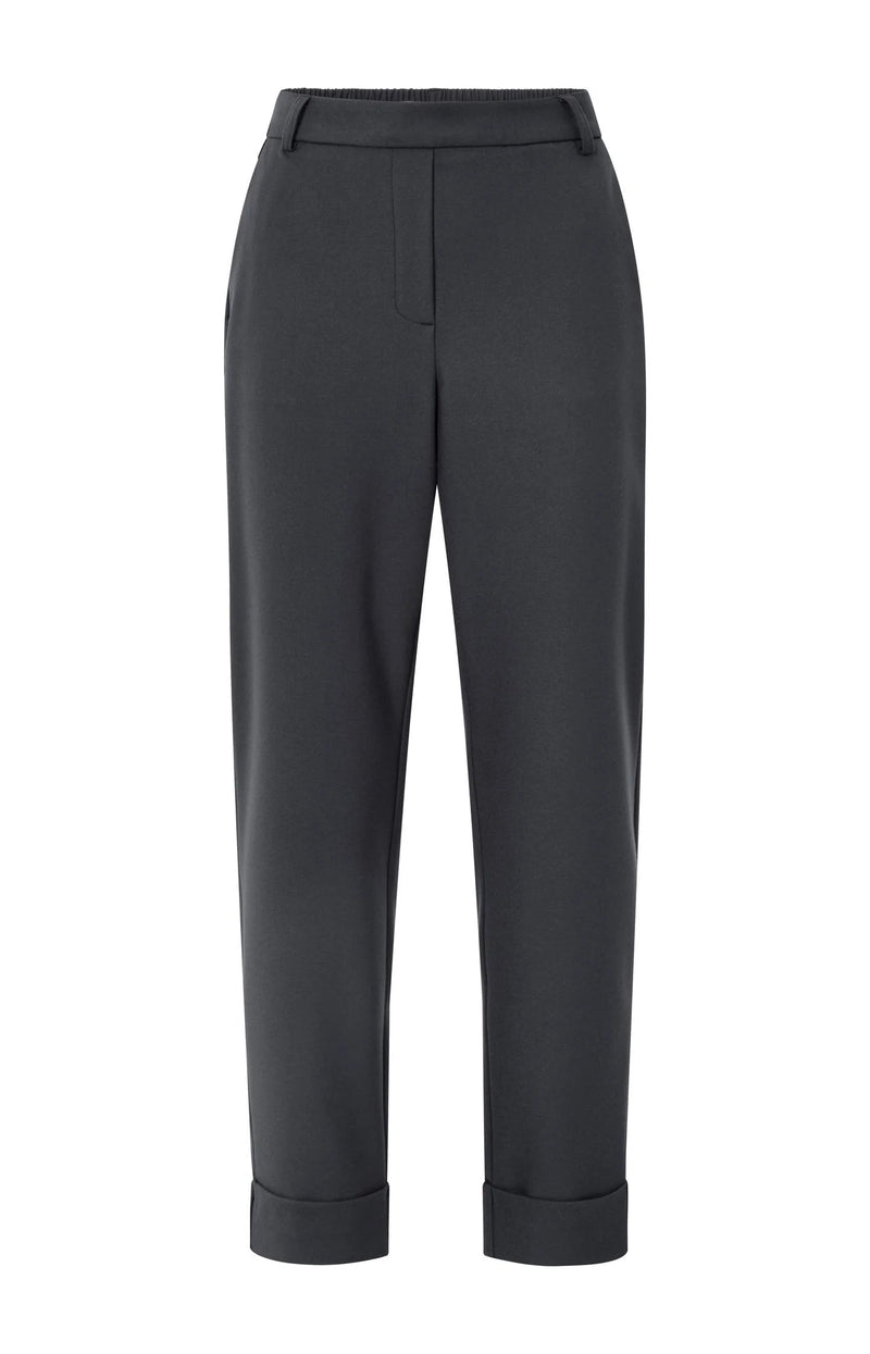 YAYA - Trousers with elastic waistband in Oyster Black