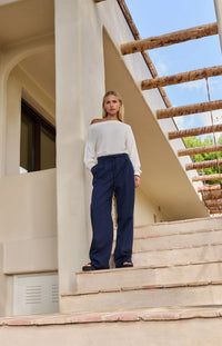 YAYA - Woven Wide Leg Trousers in Navy Blazer Blue