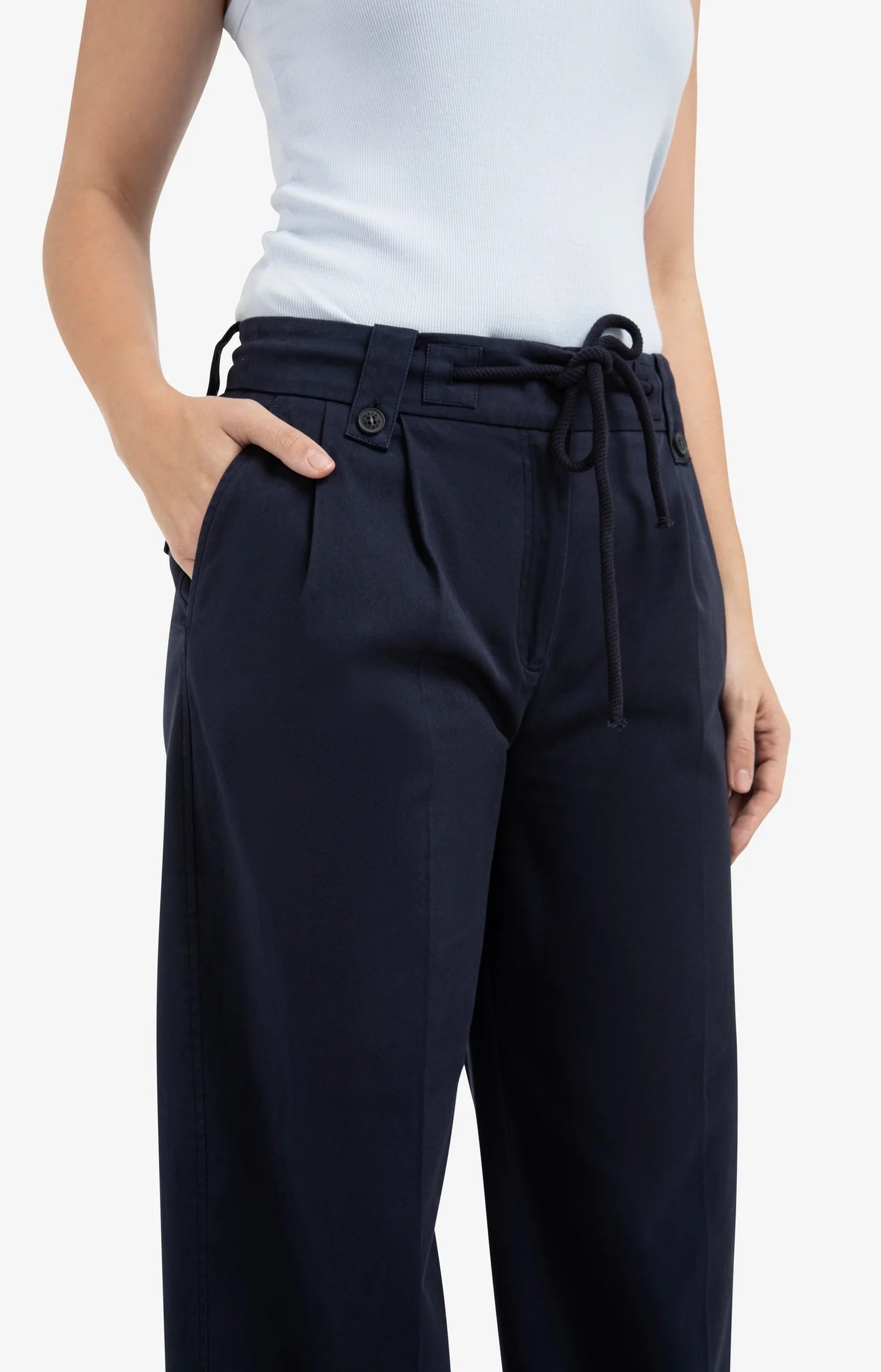 YAYA - Woven Wide Leg Trousers in Navy Blazer Blue