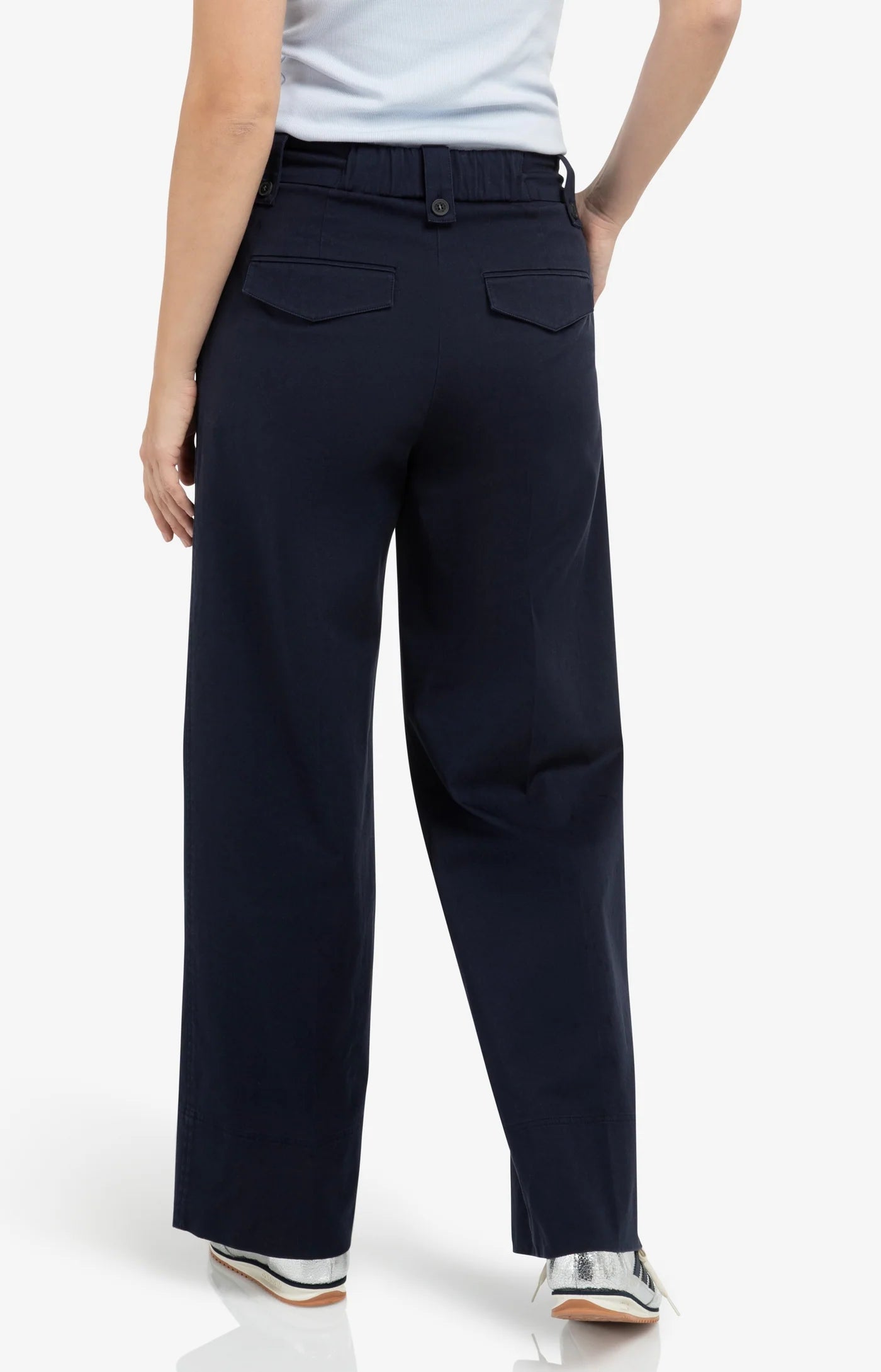 YAYA - Woven Wide Leg Trousers in Navy Blazer Blue
