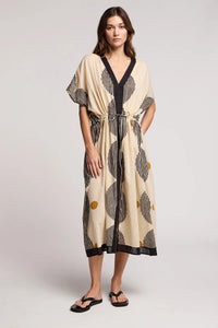 Velvet - Amira - Cotton Midi Kaftan Dress in Neutral