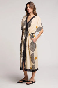 Velvet - Amira - Cotton Midi Kaftan Dress in Neutral
