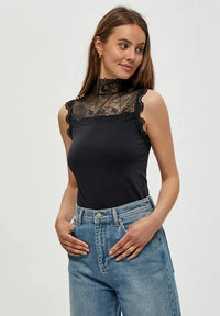 Minus - Vanessa High Neck Top in Black