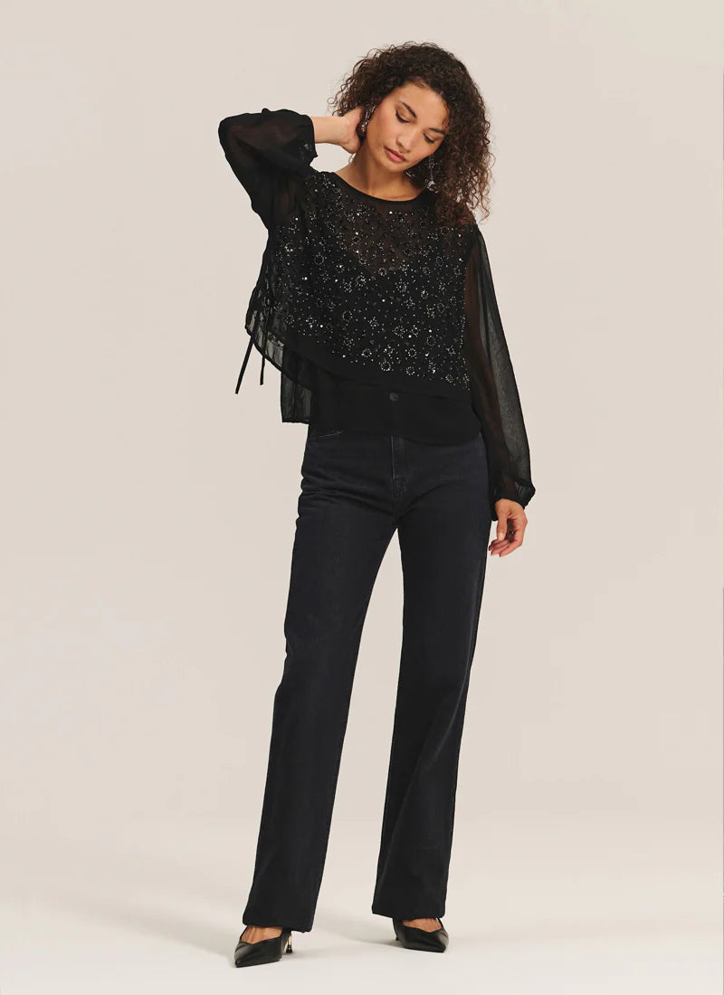 Velvet - Marlowe - Sequins Top in Black