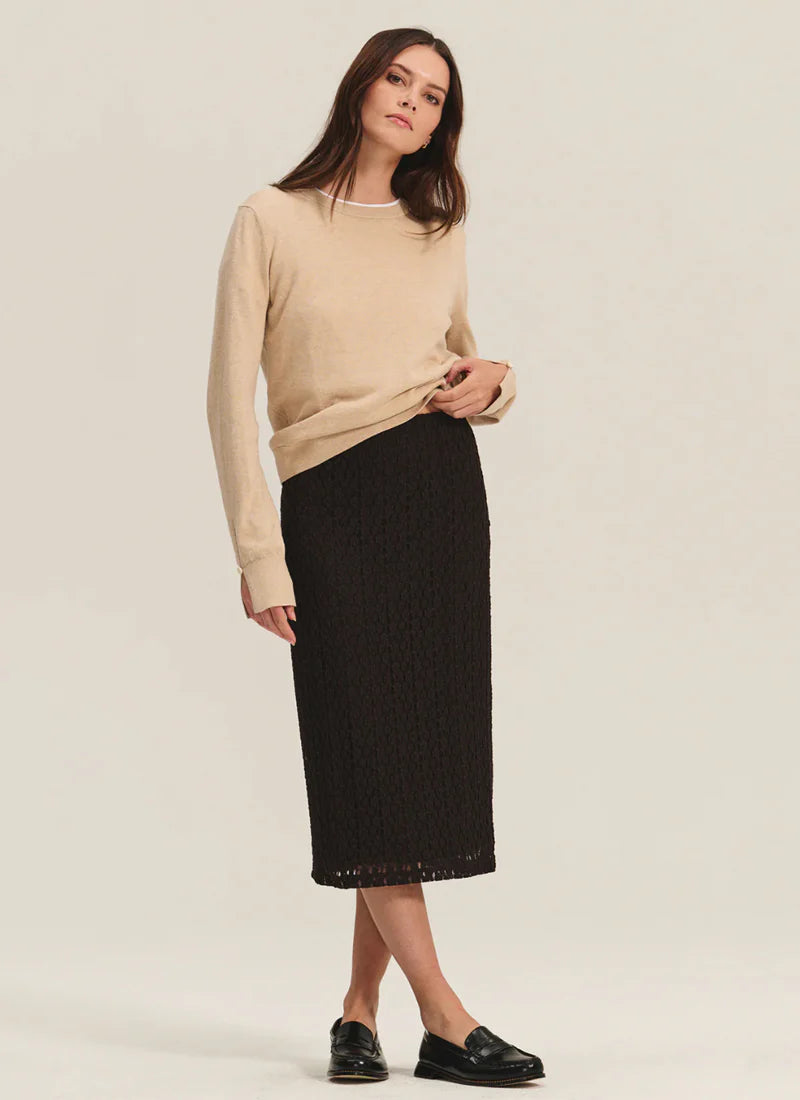 Velvet - Mia - Stretch Lace Skirt in Black