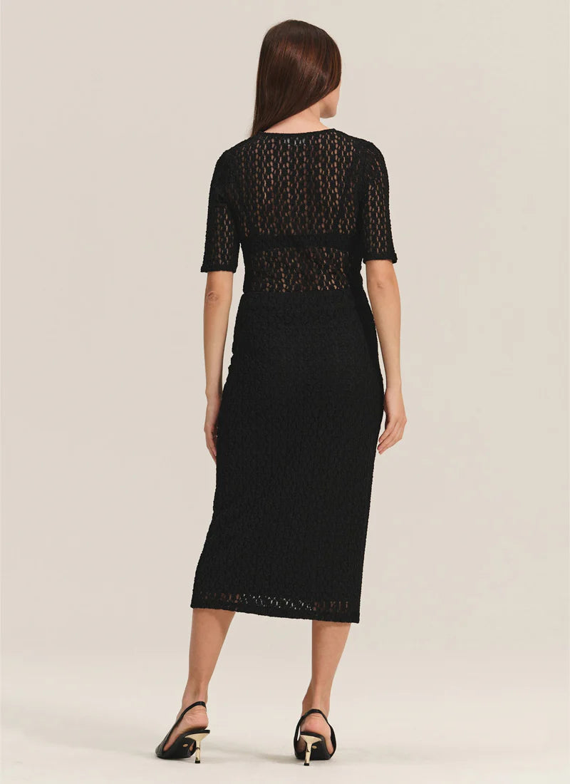 Velvet - Mia - Stretch Lace Skirt in Black