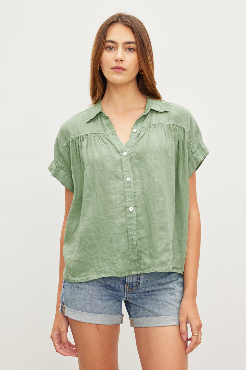 Velvet - Aria - Woven Linen Button Up Top