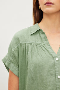 Velvet - Aria - Woven Linen Button Up Top