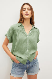 Velvet - Aria - Woven Linen Button Up Top