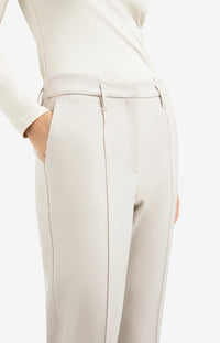 YAYA - Woven Straight Leg Trousers with Waistband Detail in Heather Grey Melange