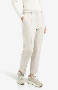 YAYA - Woven Straight Leg Trousers with Waistband Detail in Heather Grey Melange