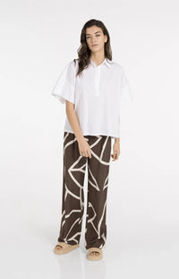 YAYA - Woven Printed Wide Leg Trousers in Chocolate Martini Brown
