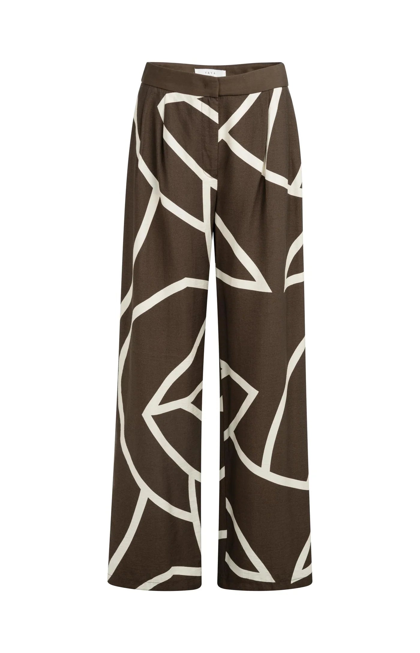 YAYA - Woven Printed Wide Leg Trousers in Chocolate Martini Brown