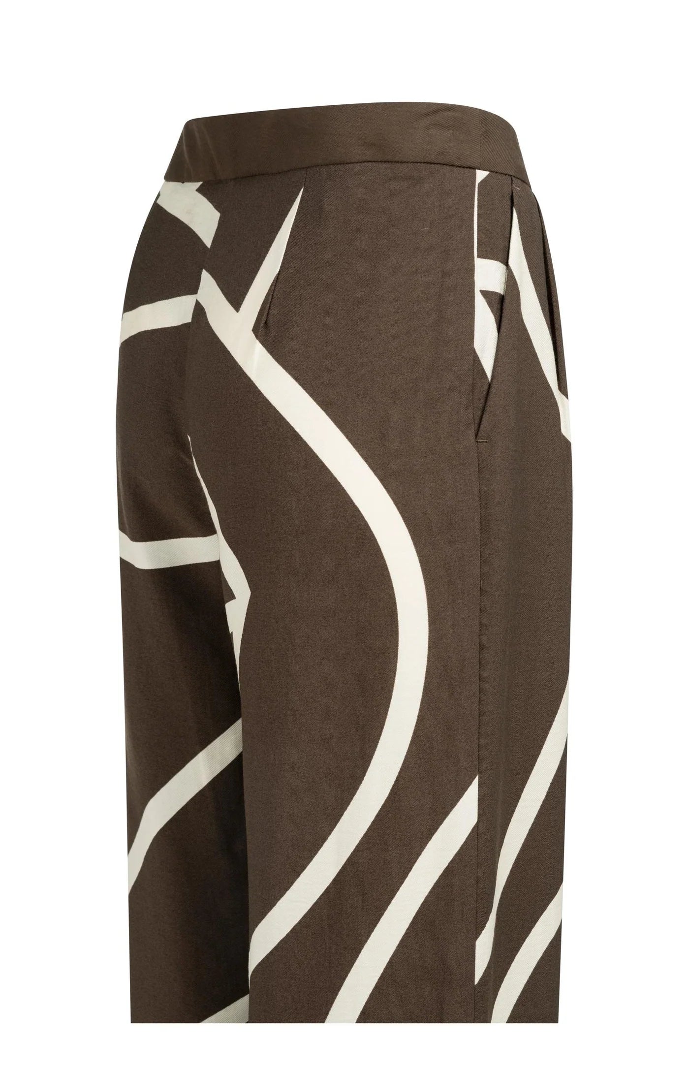 YAYA - Woven Printed Wide Leg Trousers in Chocolate Martini Brown