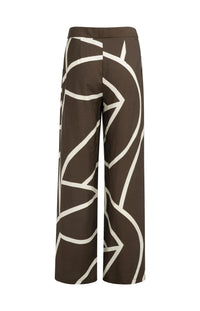 YAYA - Woven Printed Wide Leg Trousers in Chocolate Martini Brown