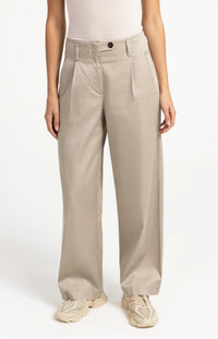 YAYA - Woven Loose Fit wide leg trousers with pleat detail - Pure Cashmere