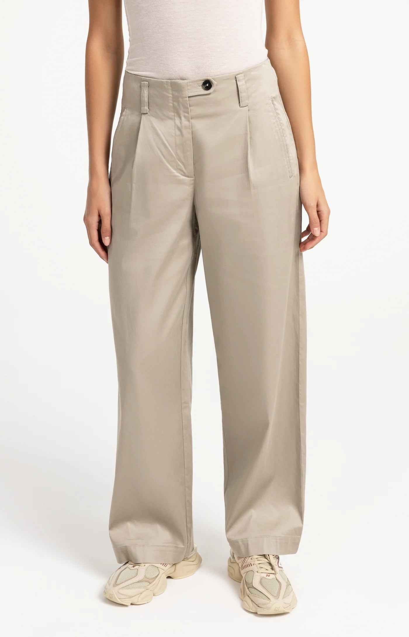 YAYA - Woven Loose Fit wide leg trousers with pleat detail - Pure Cashmere