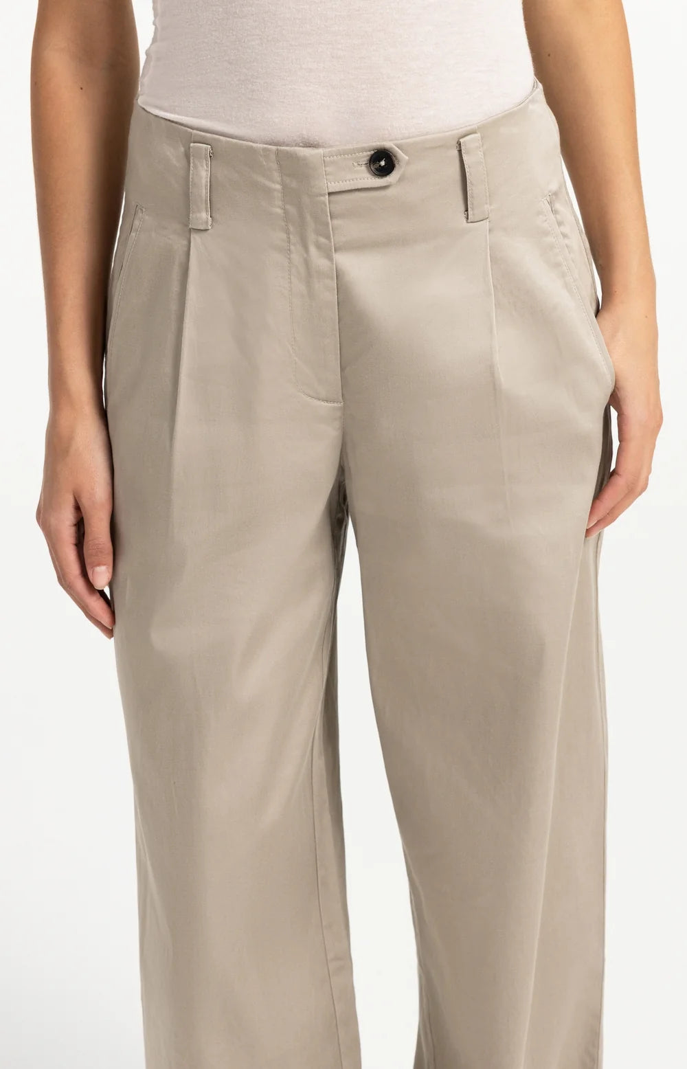 YAYA - Woven Loose Fit wide leg trousers with pleat detail - Pure Cashmere