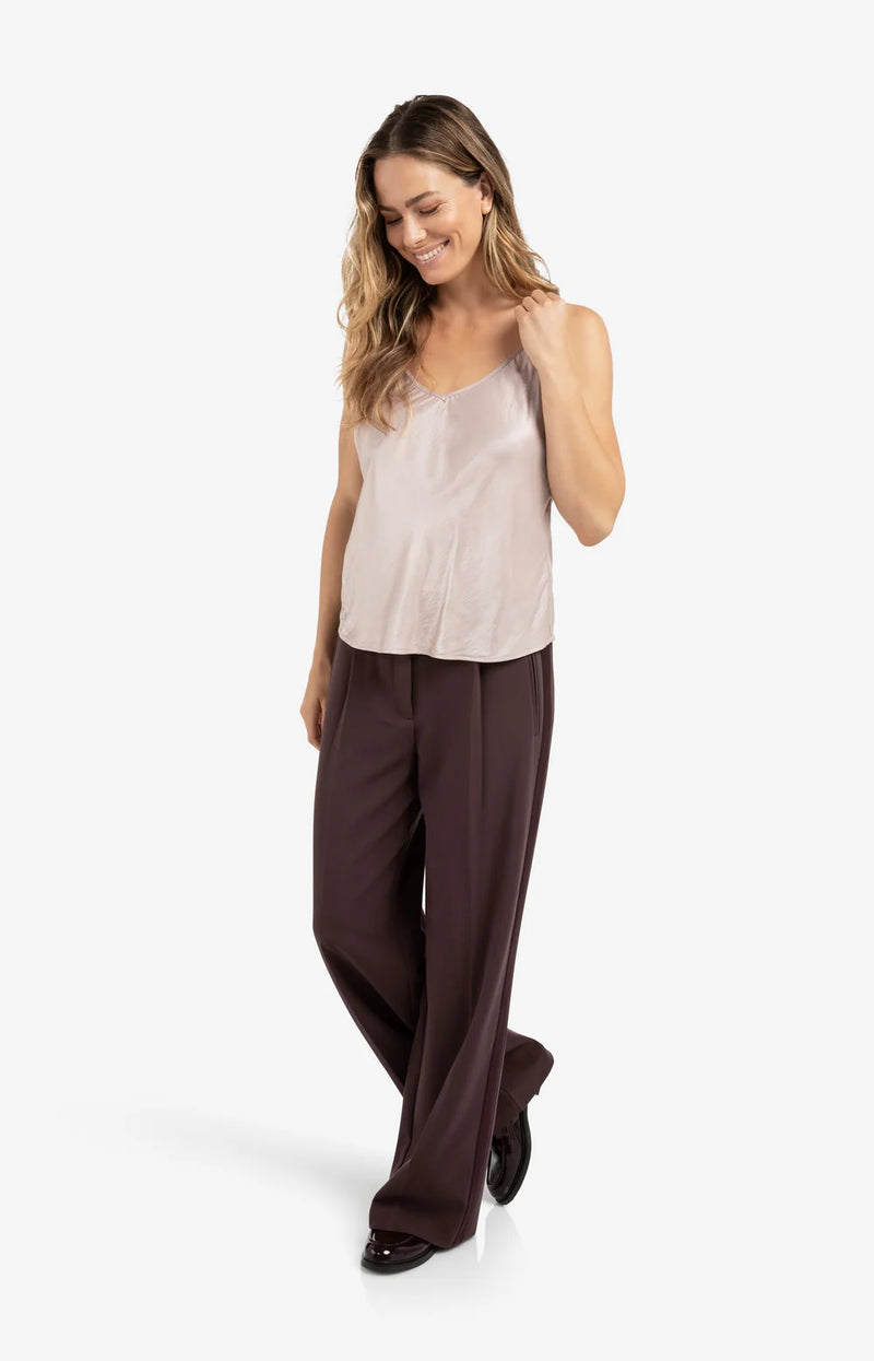 YAYA - Woven Wide Leg Trousers with Satin Side Tape