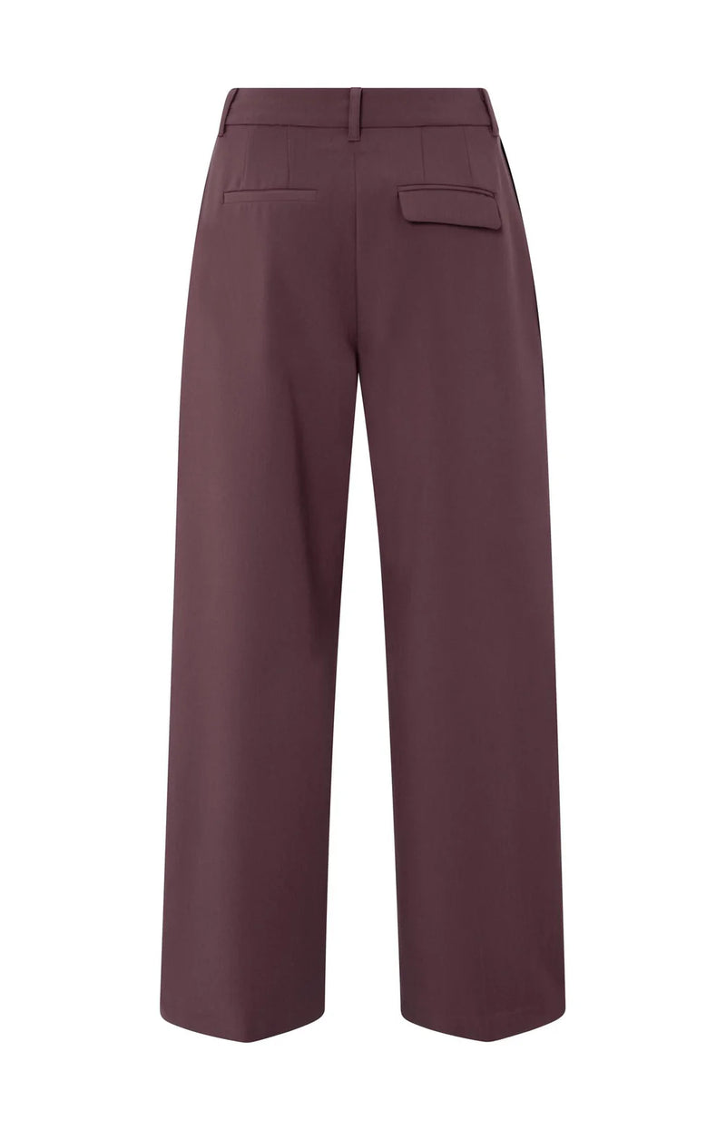 YAYA - Woven Wide Leg Trousers with Satin Side Tape