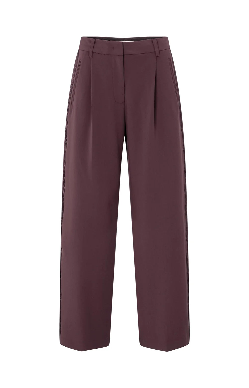 YAYA - Woven Wide Leg Trousers with Satin Side Tape