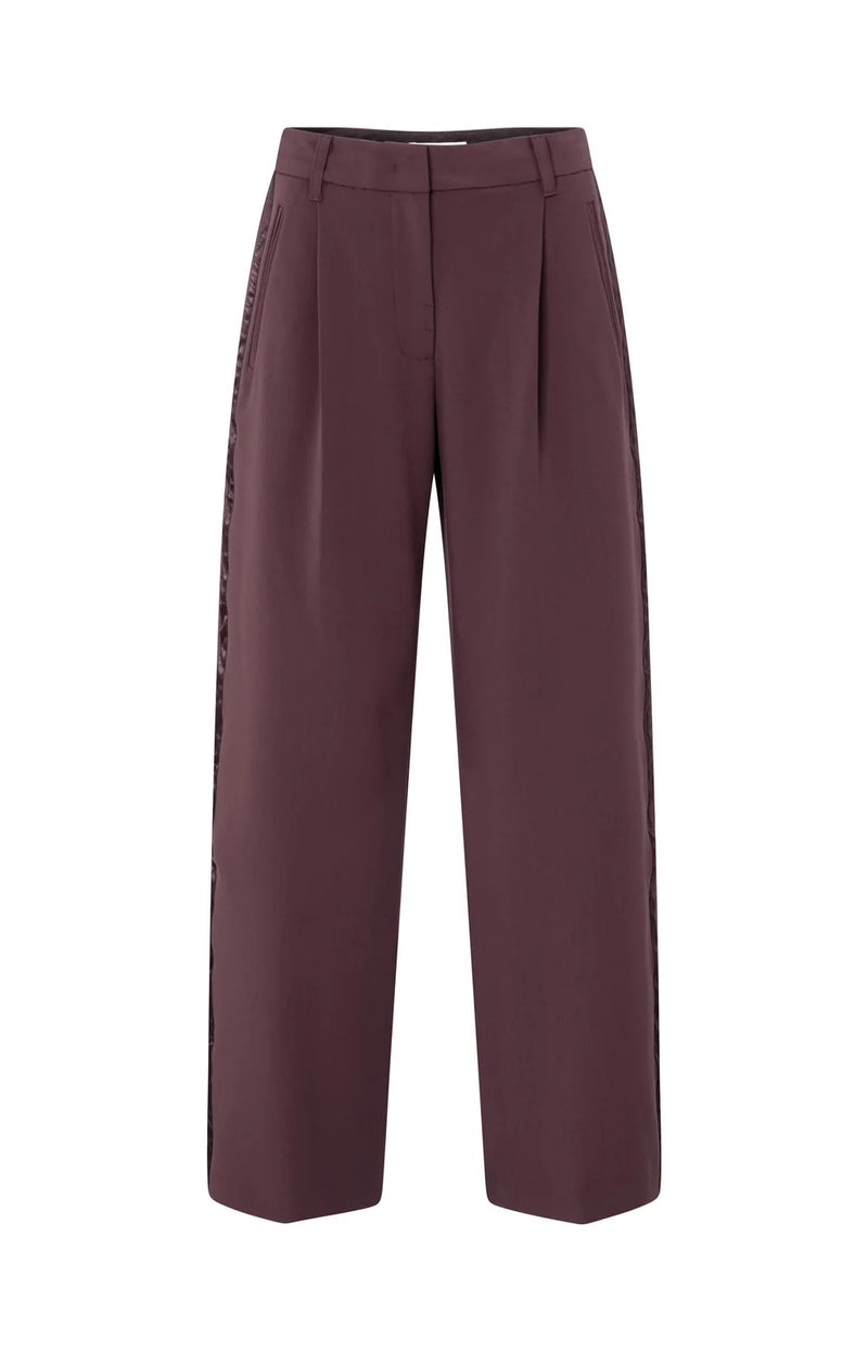 YAYA - Woven Wide Leg Trousers with Satin Side Tape