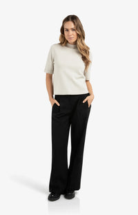 YAYA - Woven Wide Leg Trousers with Satin Side Tape