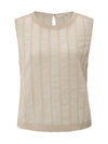 YAYA - Embroidered Top with Rib Design in Off White