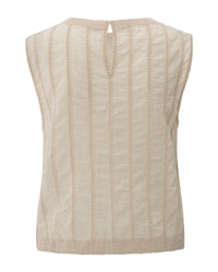 YAYA - Embroidered Top with Rib Design in Off White