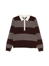 YERSE - Polo Neck Stripe Jumper in Marrón