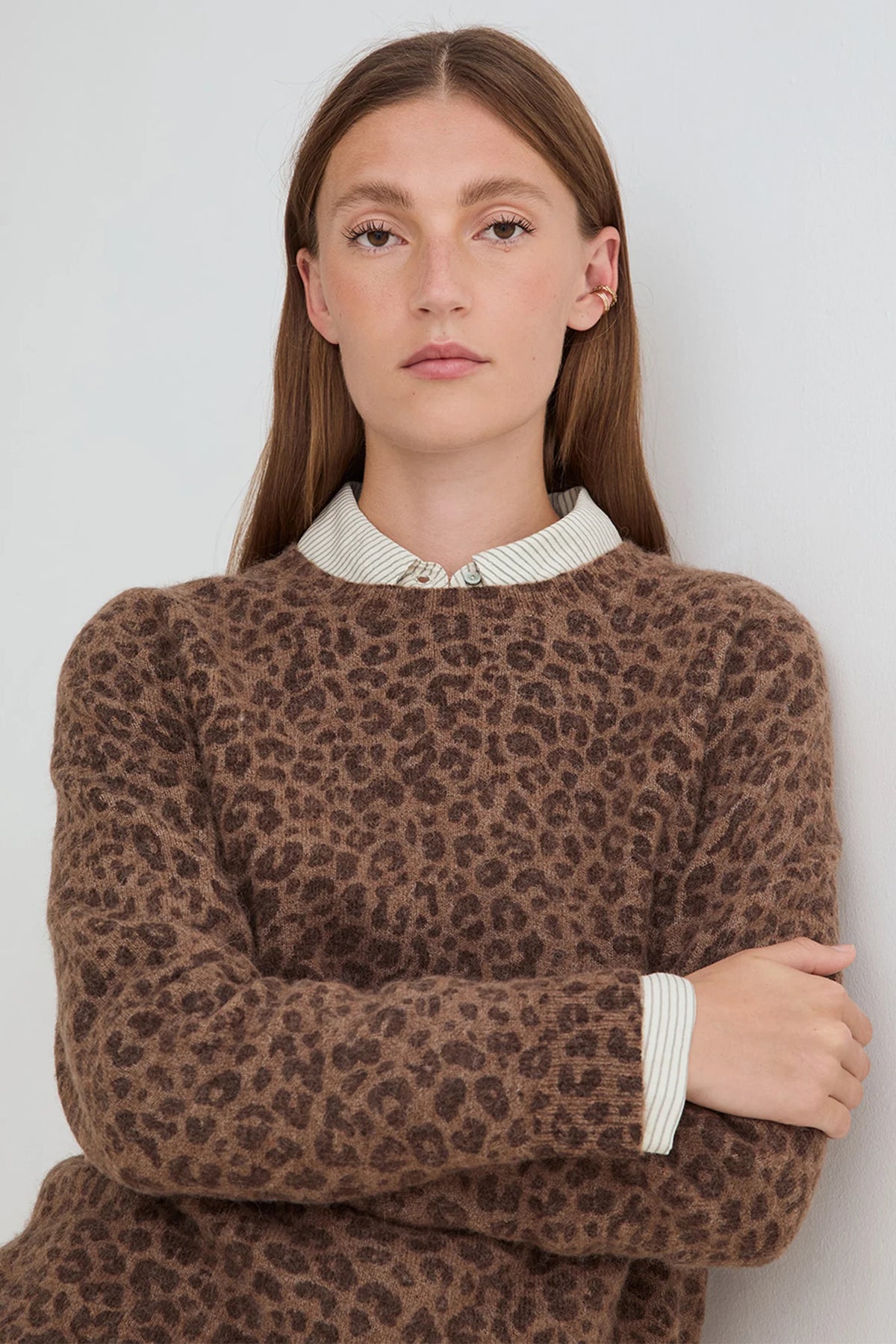 YERSE - Animal Print Sweater in Chocolate