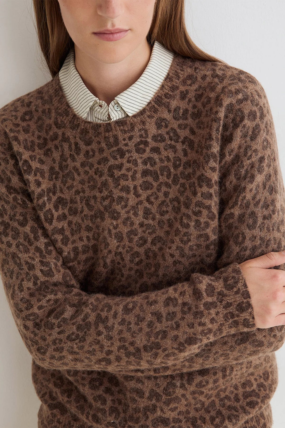 YERSE - Animal Print Sweater in Chocolate