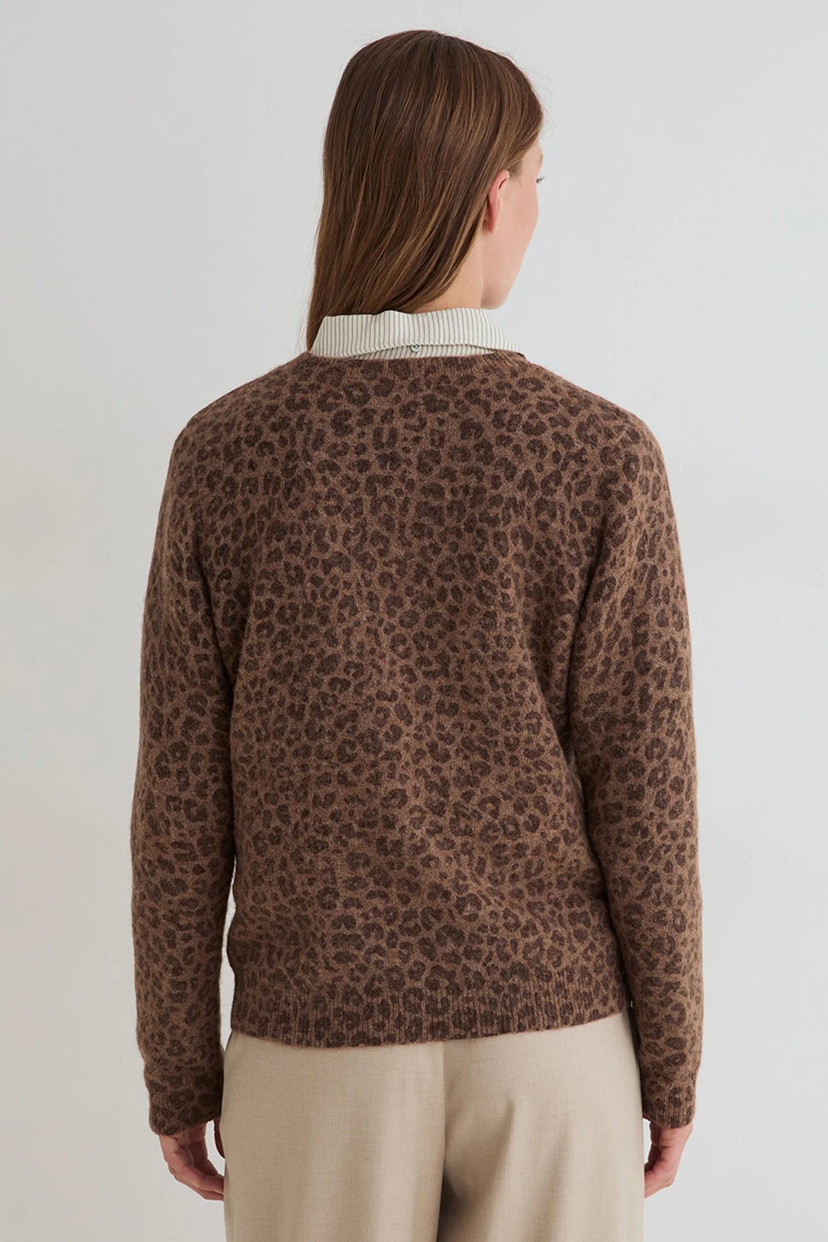 YERSE - Animal Print Sweater in Chocolate