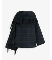 YERSE - Short Handmade Coat with Scarf Detail in Checks
